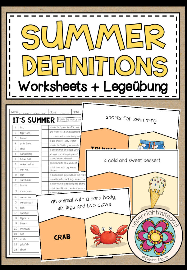 SUMMER Definitions – Legeübung + Worksheet (3-fach differenziert)