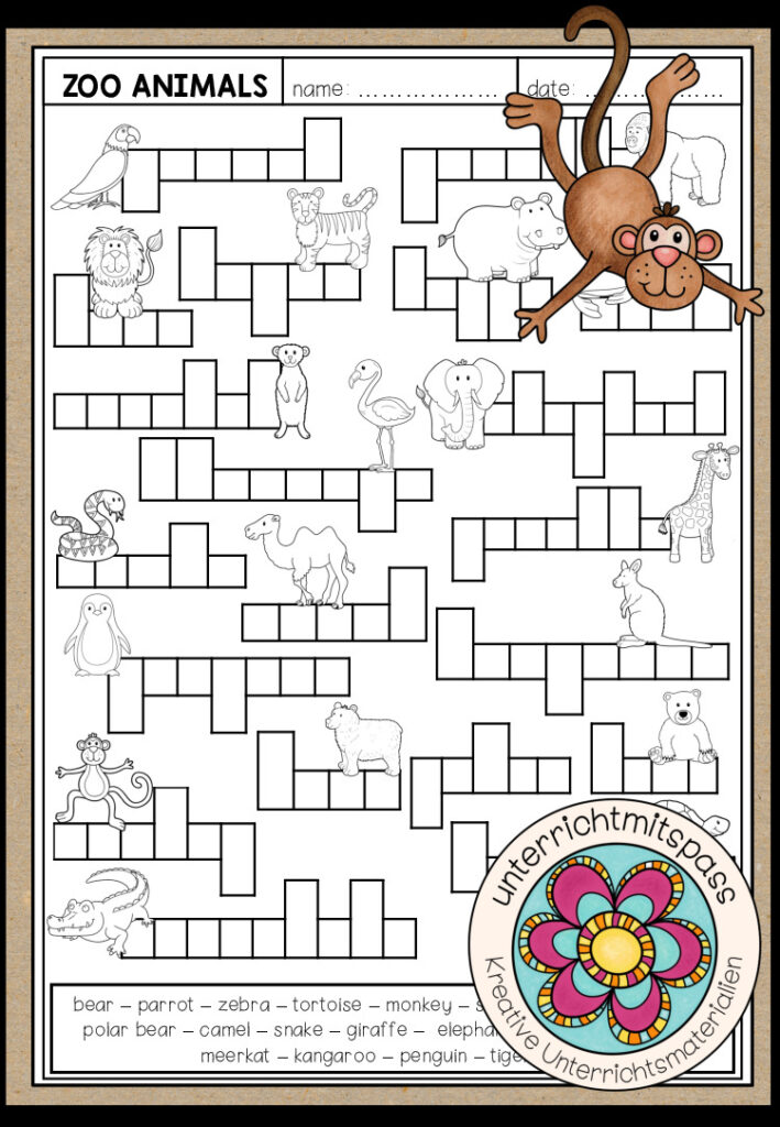 ZOO ANIMALS – Vocabulary Work (Worksheet)
