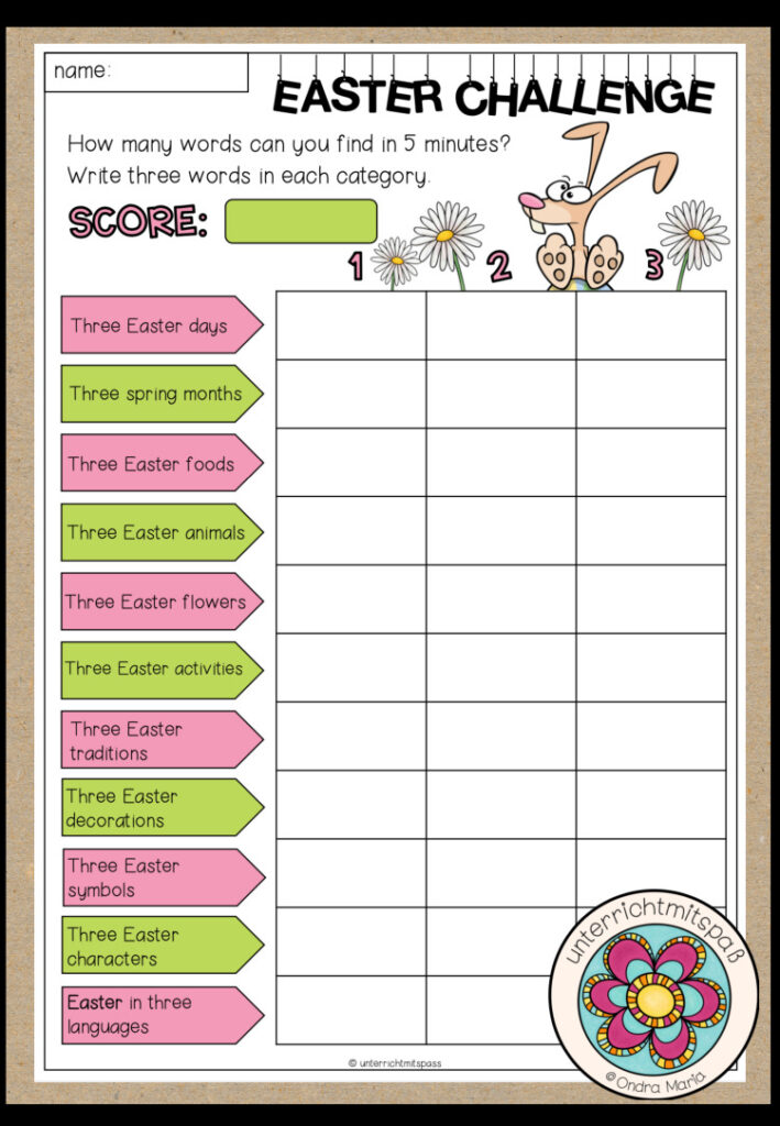 EASTER Challenge – 5 minutes activity