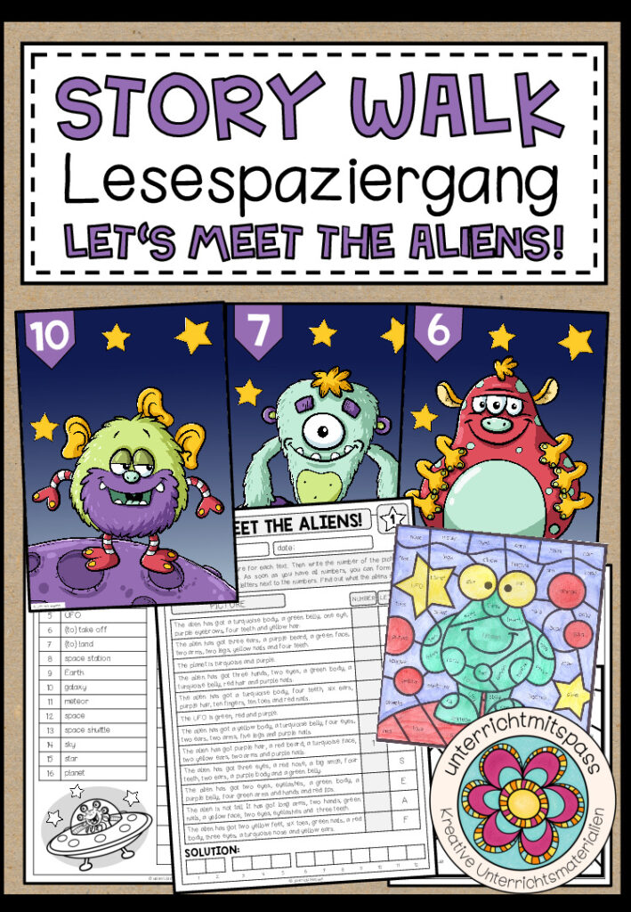 Let’s meet the aliens! – Story Walk (Lesespaziergang) 5-fach differenziert