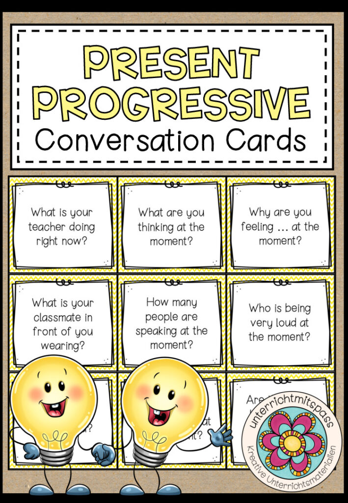 PRESENT PROGRESSIVE – Grammar Conversation Cards