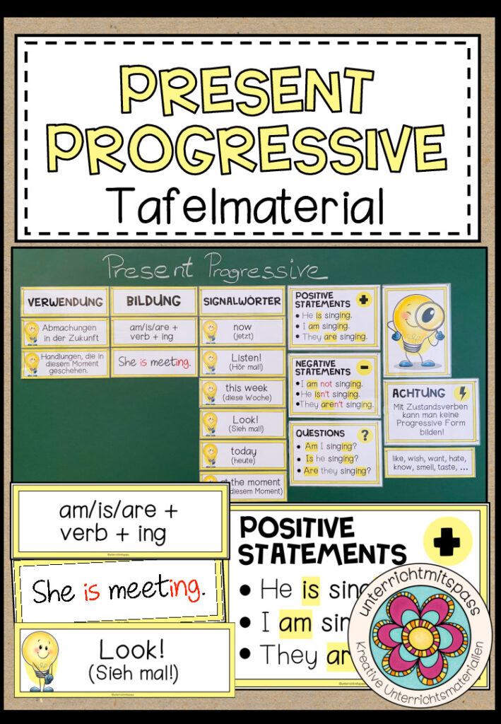 PRESENT PROGRESSIVE – Tafelmaterial (2 Versionen)