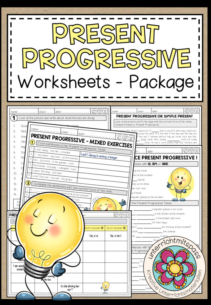 PRESENT PROGRESSIVE – Worksheet Package