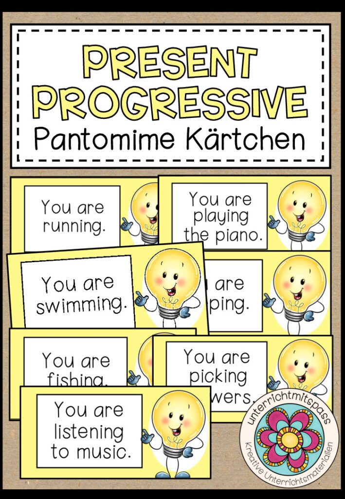 PRESENT PROGRESSIVE (Present Continuous) – Pantomime Kärtchen