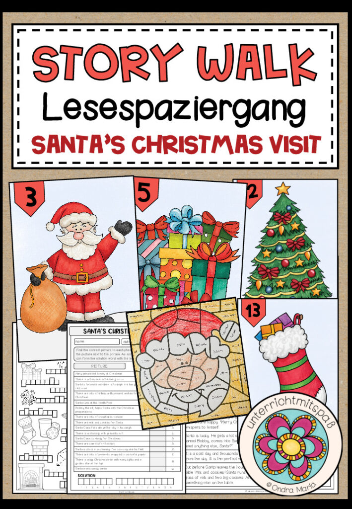 Santa’s Christmas Visit – STORY WALK (Lesespaziergang) 6-fach differenziert