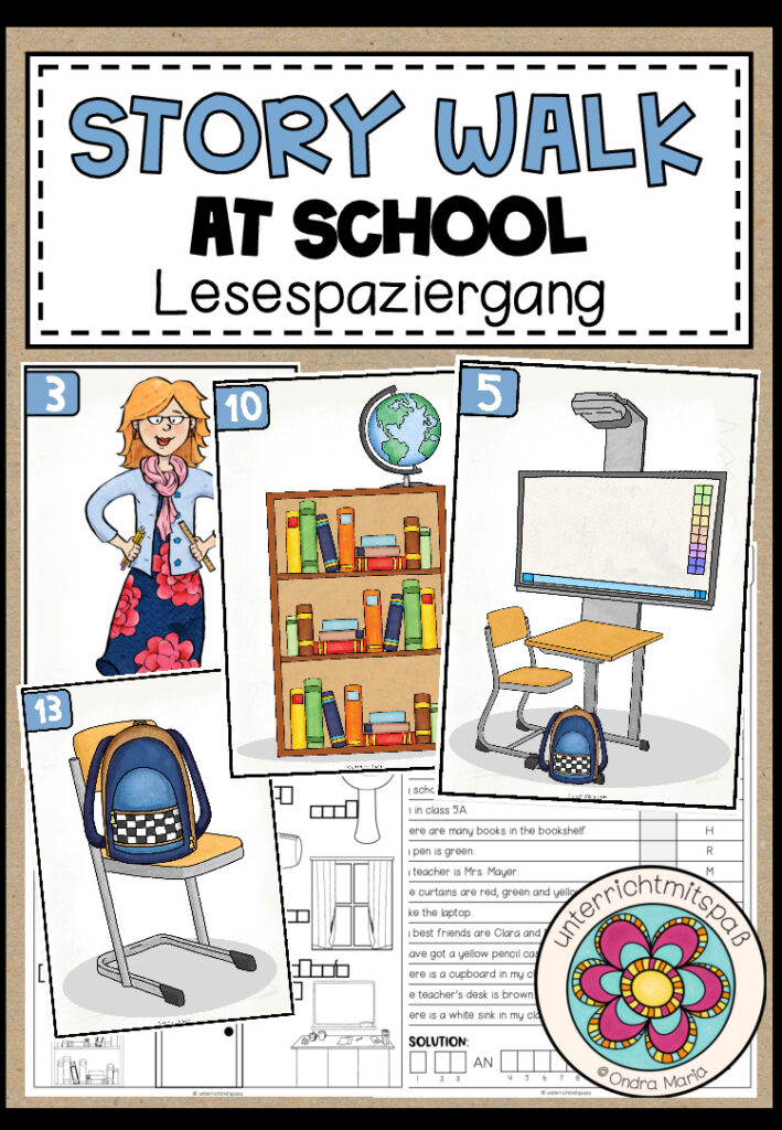 At school – STORY WALK (Lesespaziergang) 5-fach differenziert