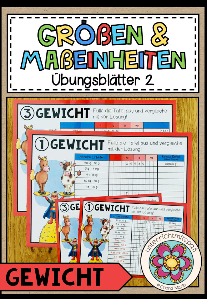 GRÖßEN UND MAßEINHEITEN – Gewicht (Übungsblätter 2)
