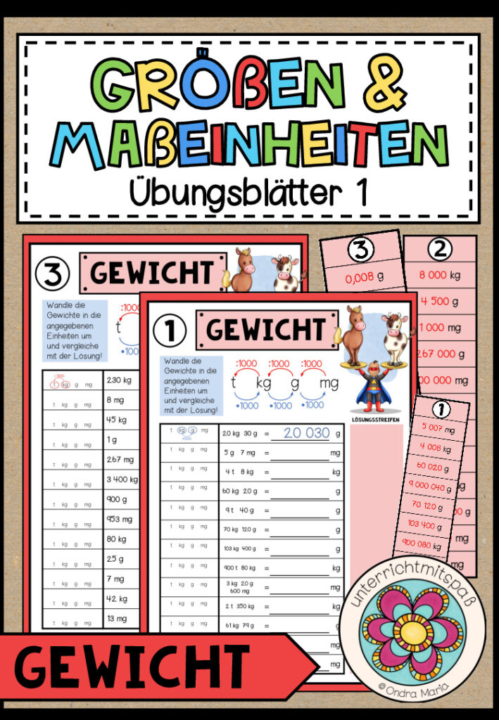 GRÖßEN UND MAßEINHEITEN – Gewicht (Übungsblätter 1)
