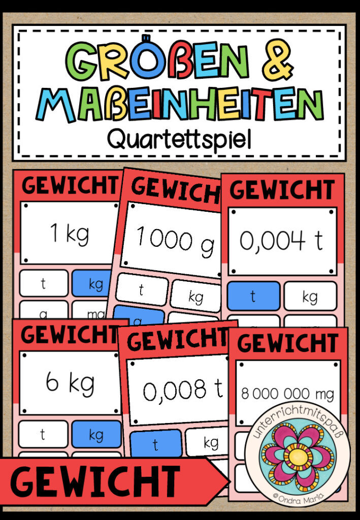 GRÖßEN UND MAßEINHEITEN – Gewicht (Quartettspiel)