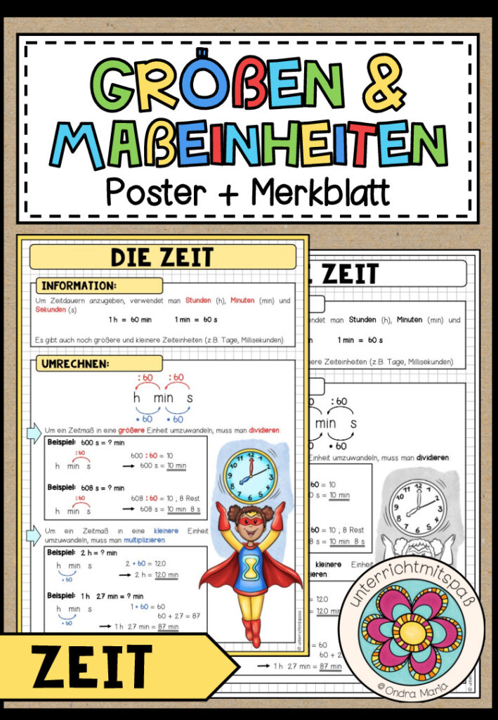 GRÖßEN UND MAßEINHEITEN – Zeit (Poster + Merkblatt)