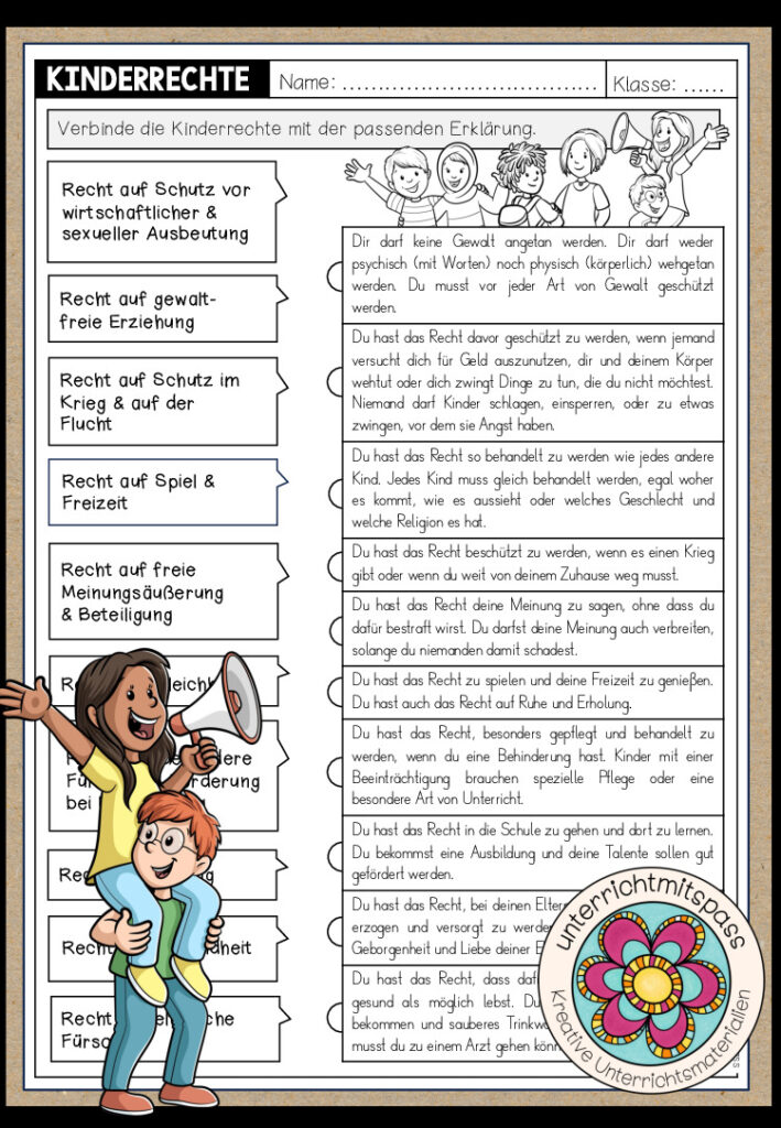 Kinderrechte – Arbeitsblatt
