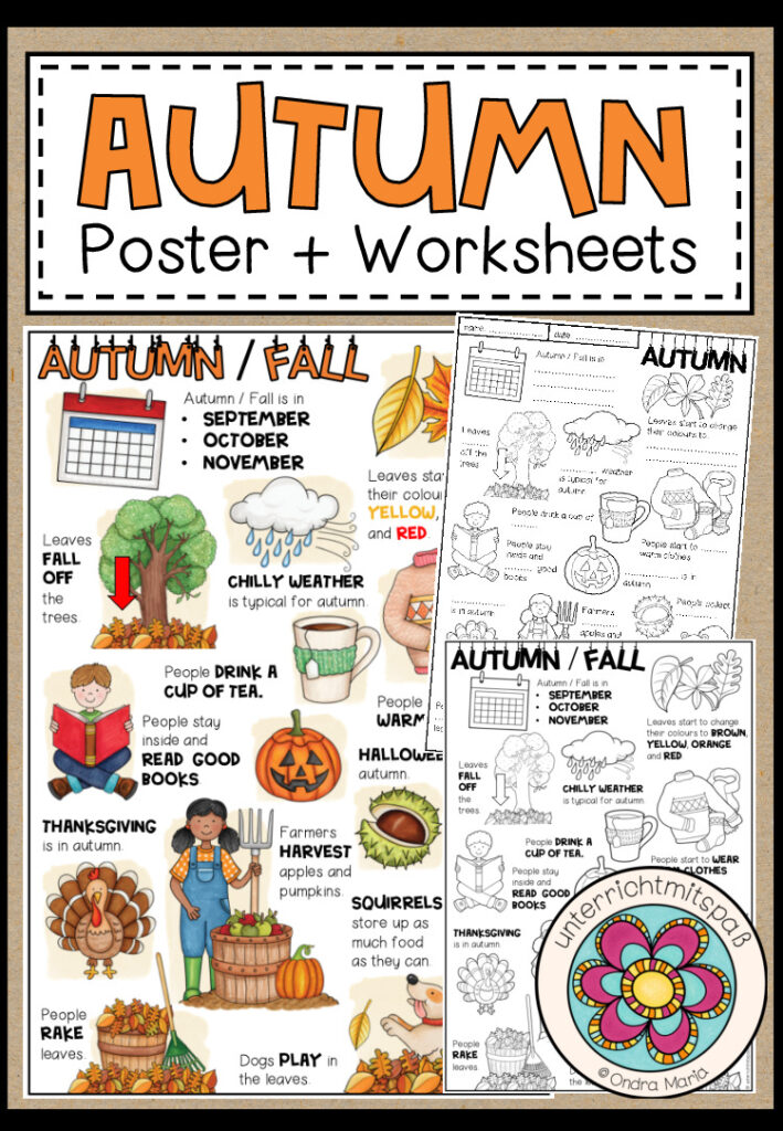 Autumn / Fall – Poster + Worksheets (3-fach differenziert)