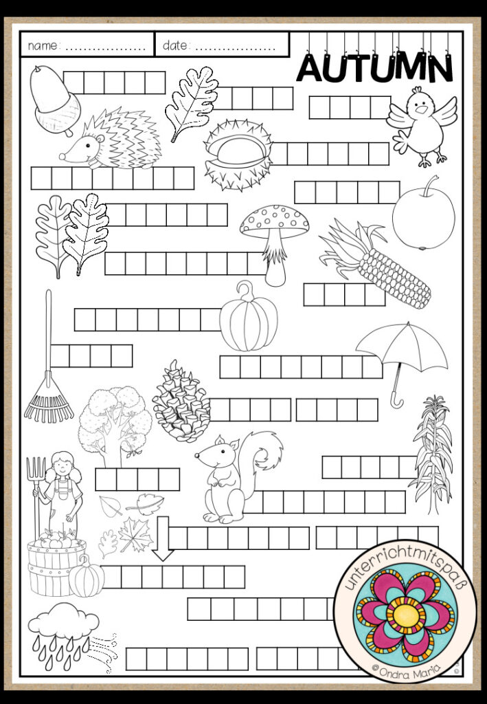 Autumn / Fall – Vocabulary Worksheet
