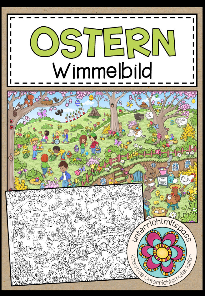 OSTERN – Wimmelbild + Arbeitsblätter (für alle Sprachen geeignet)