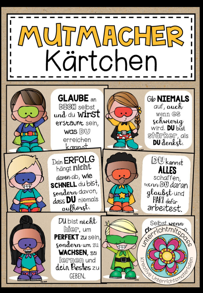 Mutmacher – Kärtchen (kleines Geschenk für den Schulstart oder zwischendurch)