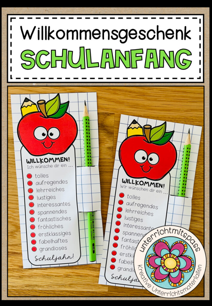 Willkommensgruß / Willkommensgeschenk zum Schulanfang (für Stifte)