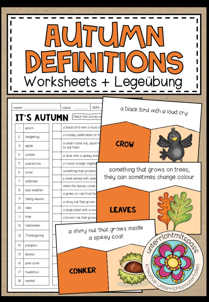 AUTUMN Definitions – Legeübung + Worksheets (3-fach differenziert)