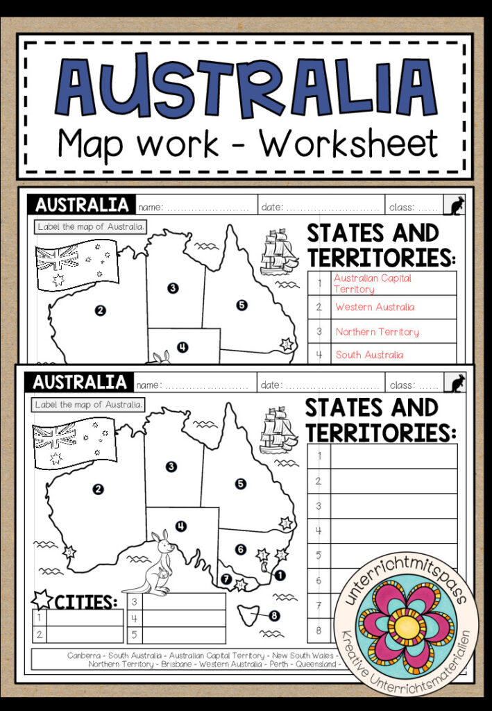 AUSTRALIA – Map Work (Worksheet)