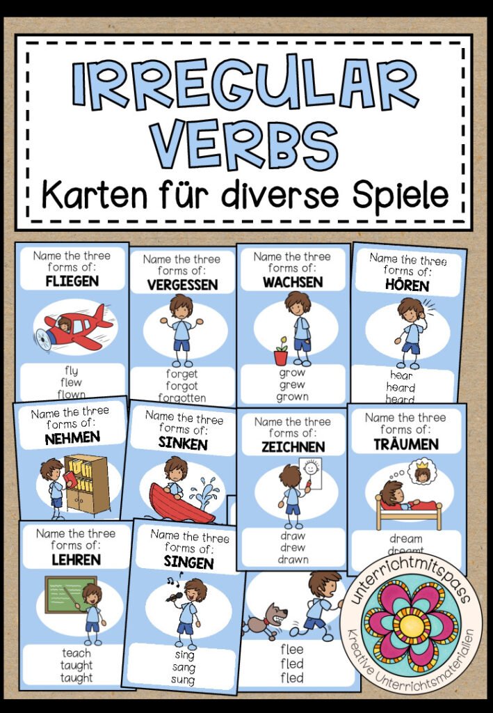 IRREGULAR VERBS – Karten für diverse Spiele