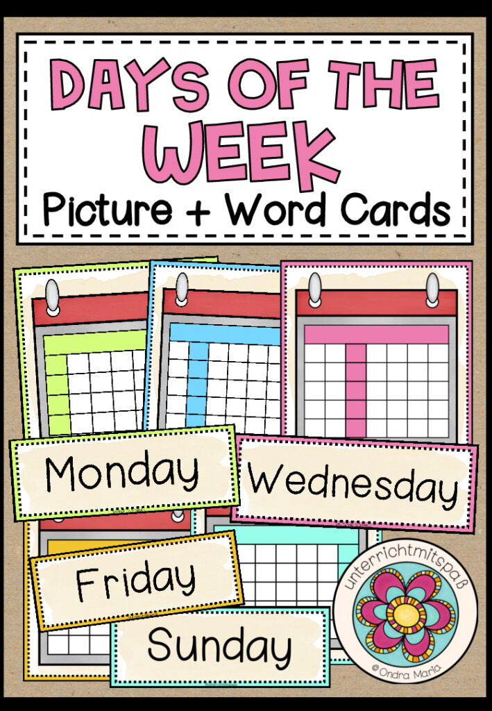 Days of the week – Picture + Word Cards