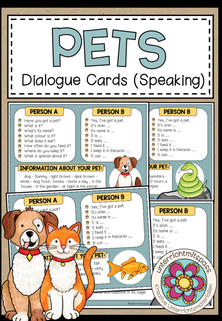 PETS – Dialogue Cards (30 Karten für eine Speaking Activity)