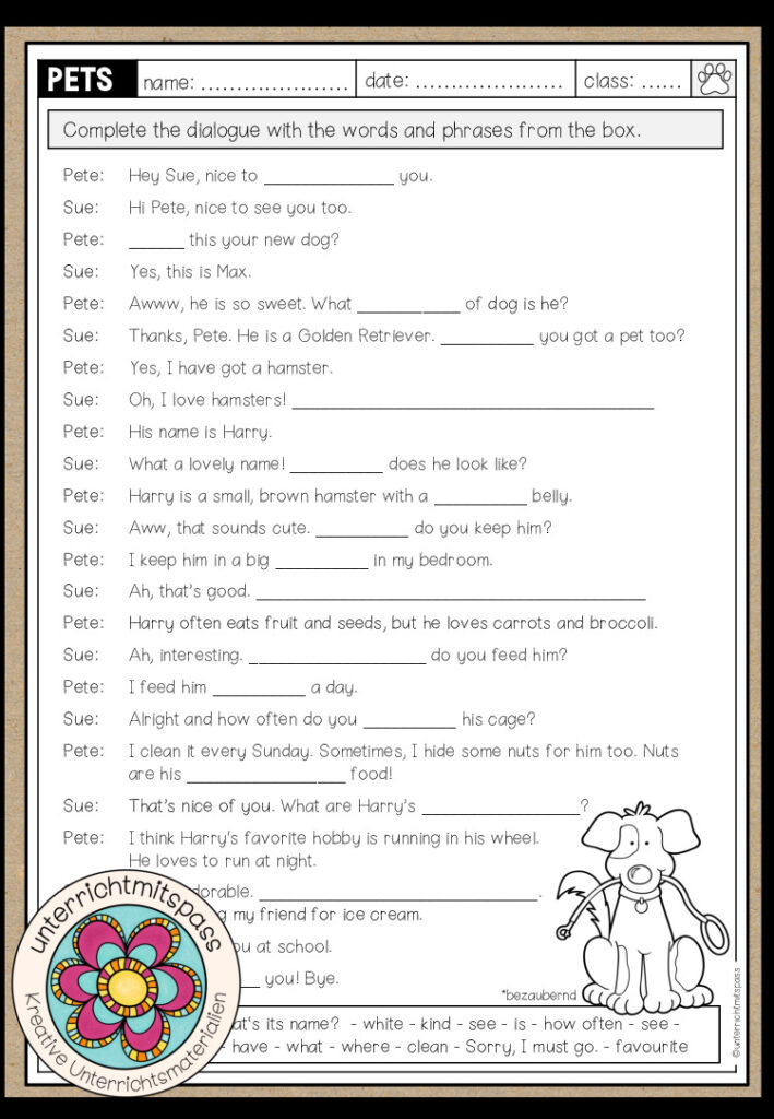 PETS – Dialogue Worksheet