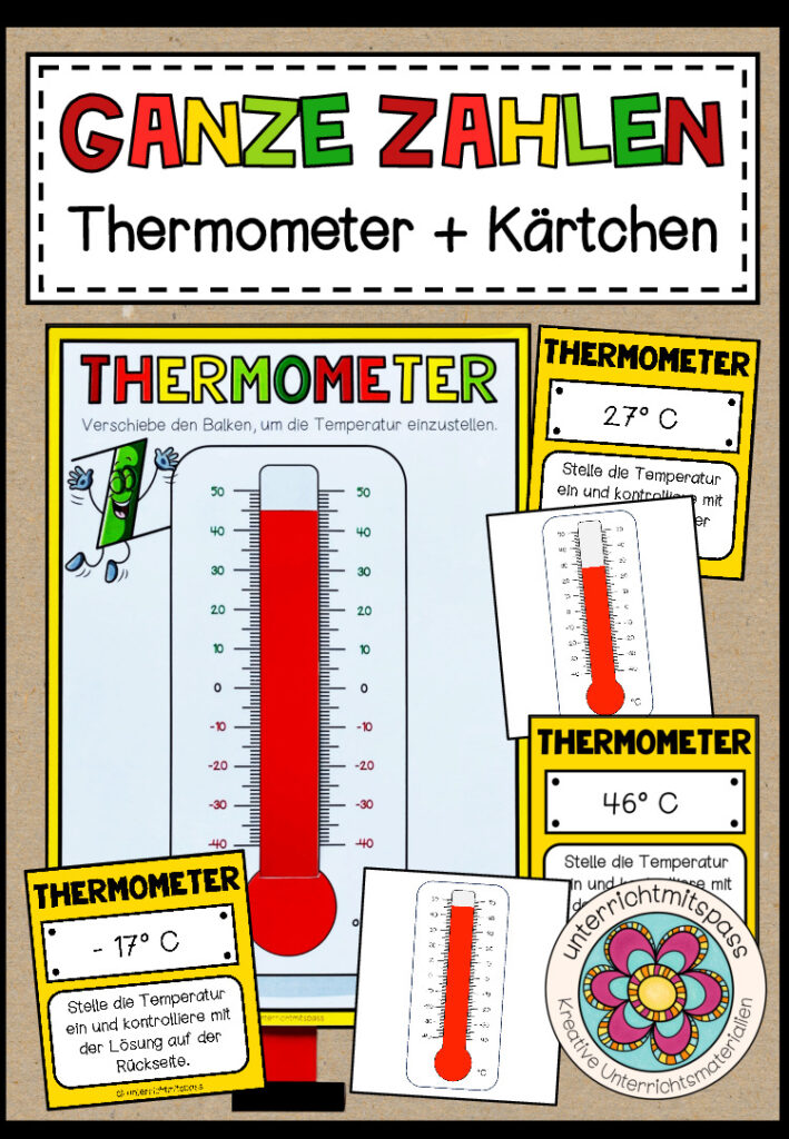 GANZE ZAHLEN (Thermometer) – Schiebeübung + Aufgabenkarten