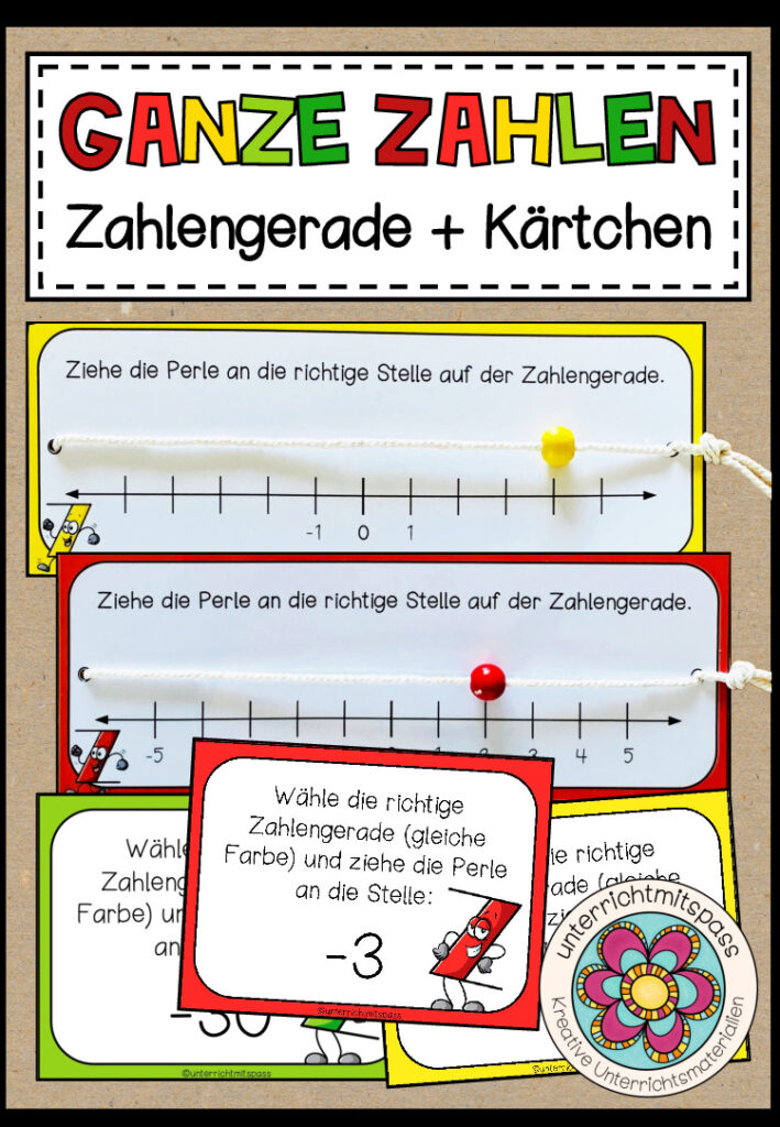GANZE ZAHLEN (Zahlengerade) – Legeübung + Aufgabenkarten