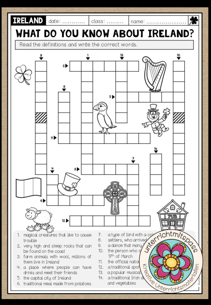 IRELAND – Crossword (Worksheet)