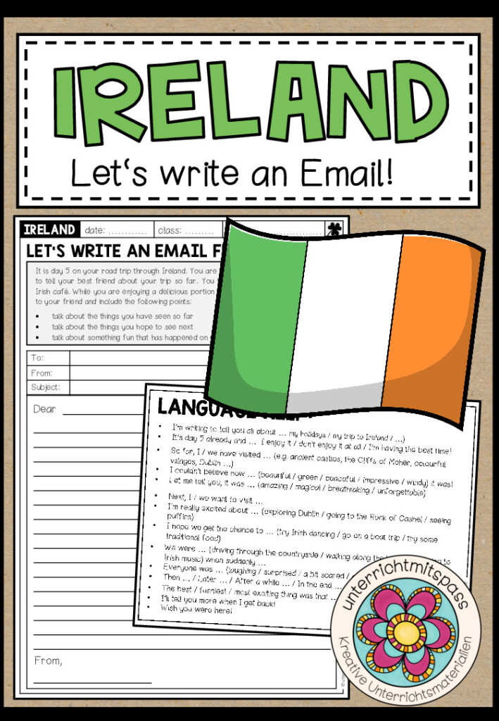 IRELAND – Let’s write an Email from Ireland! (Worksheet + Help Card)