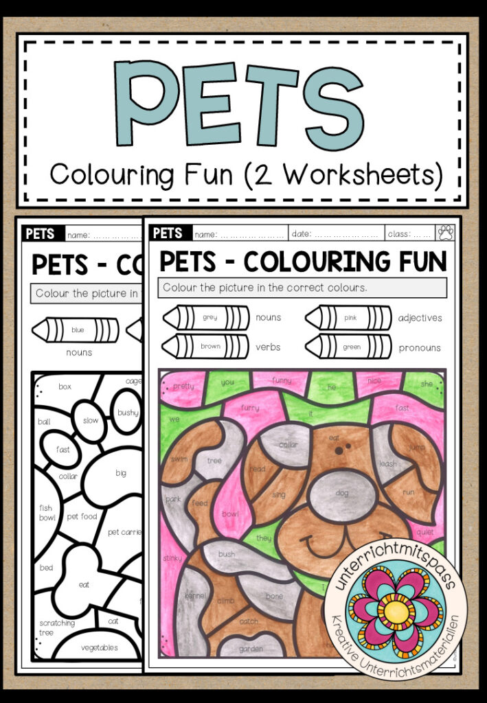 PETS – Colouring Fun (2 Worksheets)