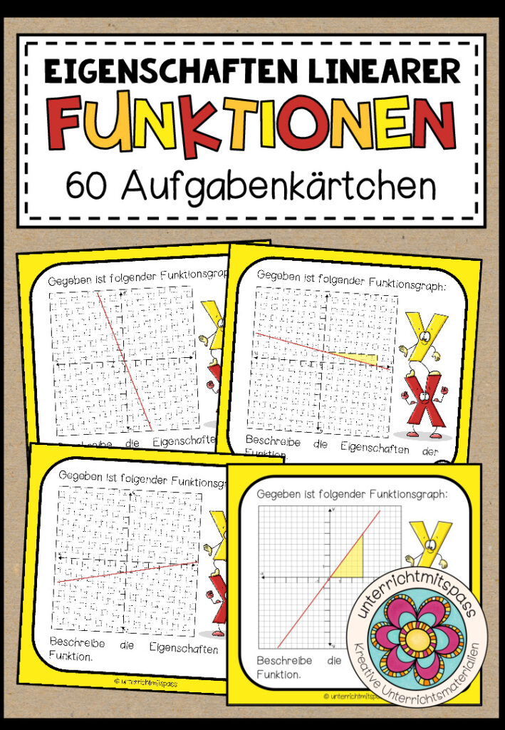 LINEARE FUNKTIONEN (Eigenschaften) – 60 Aufgabenkärtchen