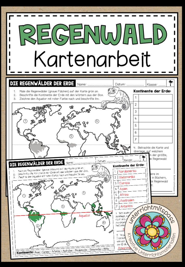 REGENWÄLDER DER ERDE – Kartenarbeit (Arbeitsblatt)