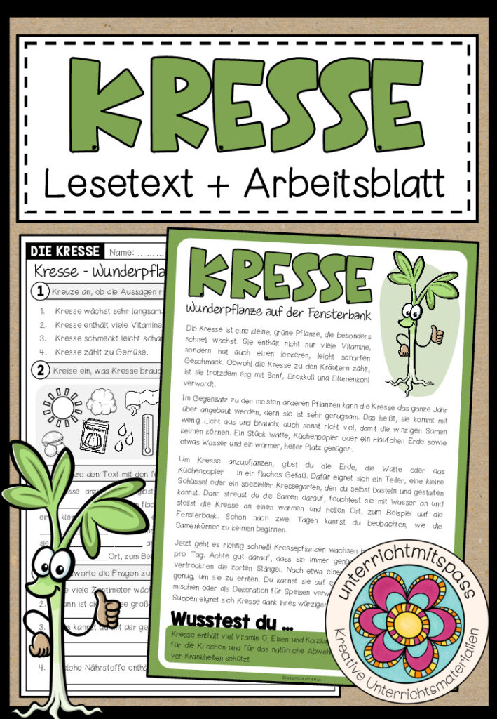 KRESSE – Lesetext + Arbeitsblatt
