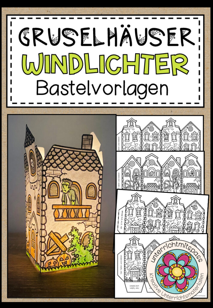 Gruselhäuser – Windlichter (Bastelvorlagen)