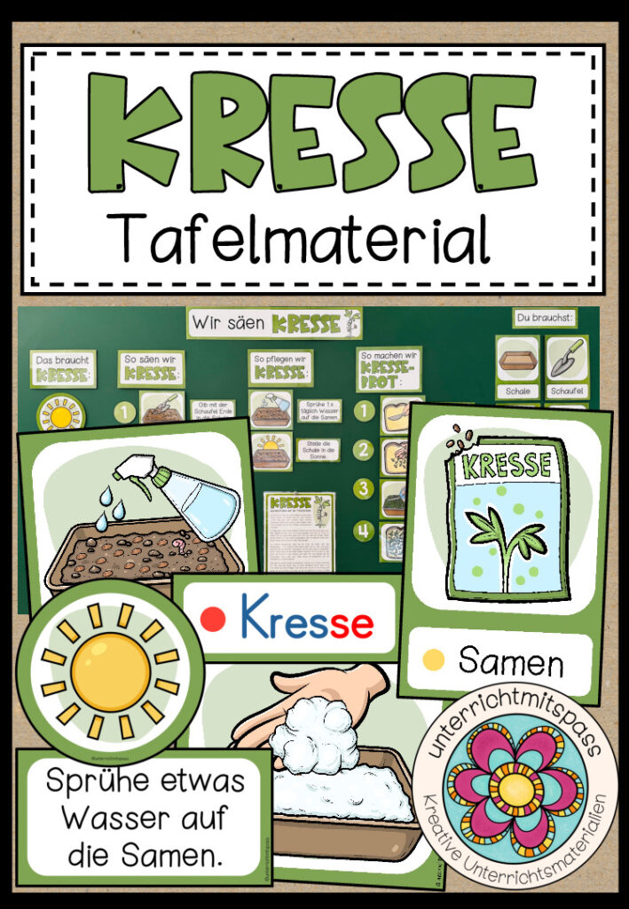 KRESSE SÄEN – Tafelmaterial (Version mit Silbenschrift inkludiert)