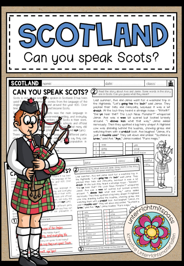 SCOTLAND – Can you speak Scots? (Worksheet)