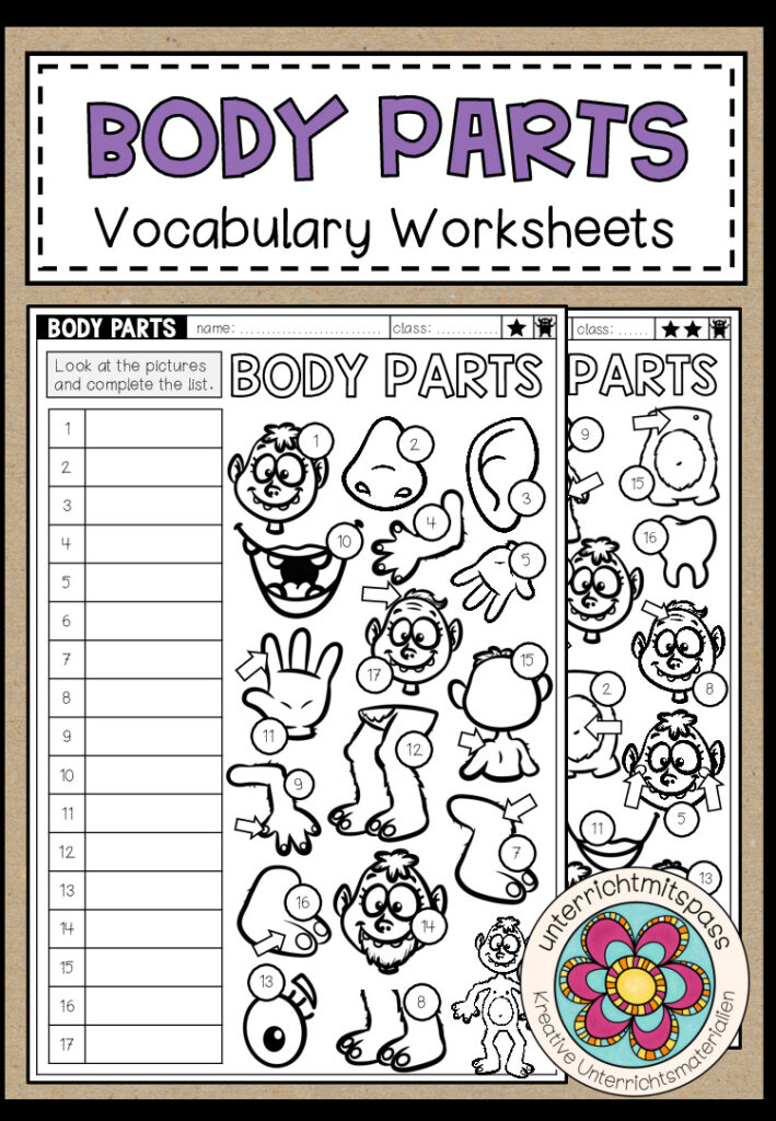 BODY PARTS – Vocabulary Worksheets