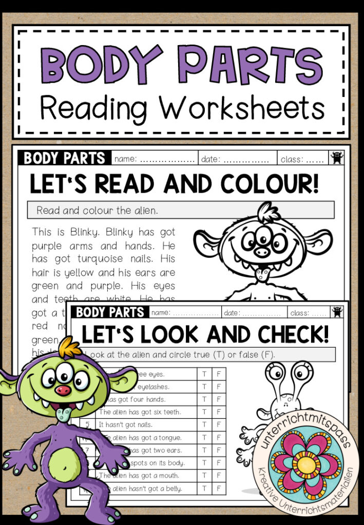 BODY PARTS – Reading Worksheets