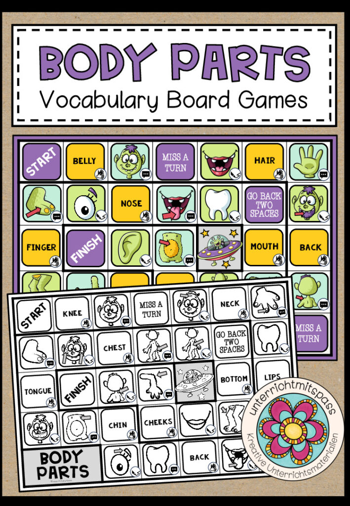 BODY PARTS – Vocabulary Board Game (2 Spiele)