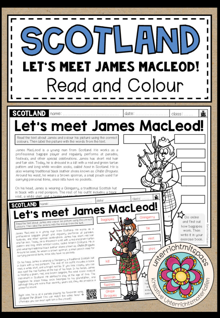 SCOTLAND – Let’s meet James MacLeod (Read and Colour)