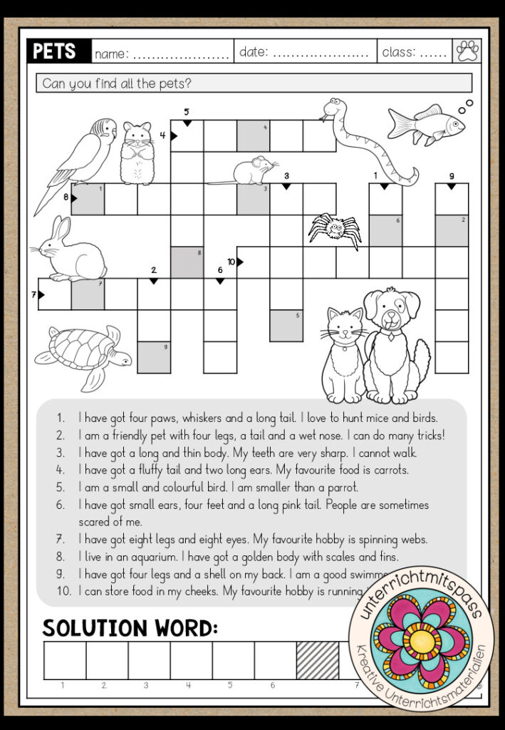 PETS – Who am I? (Worksheet)
