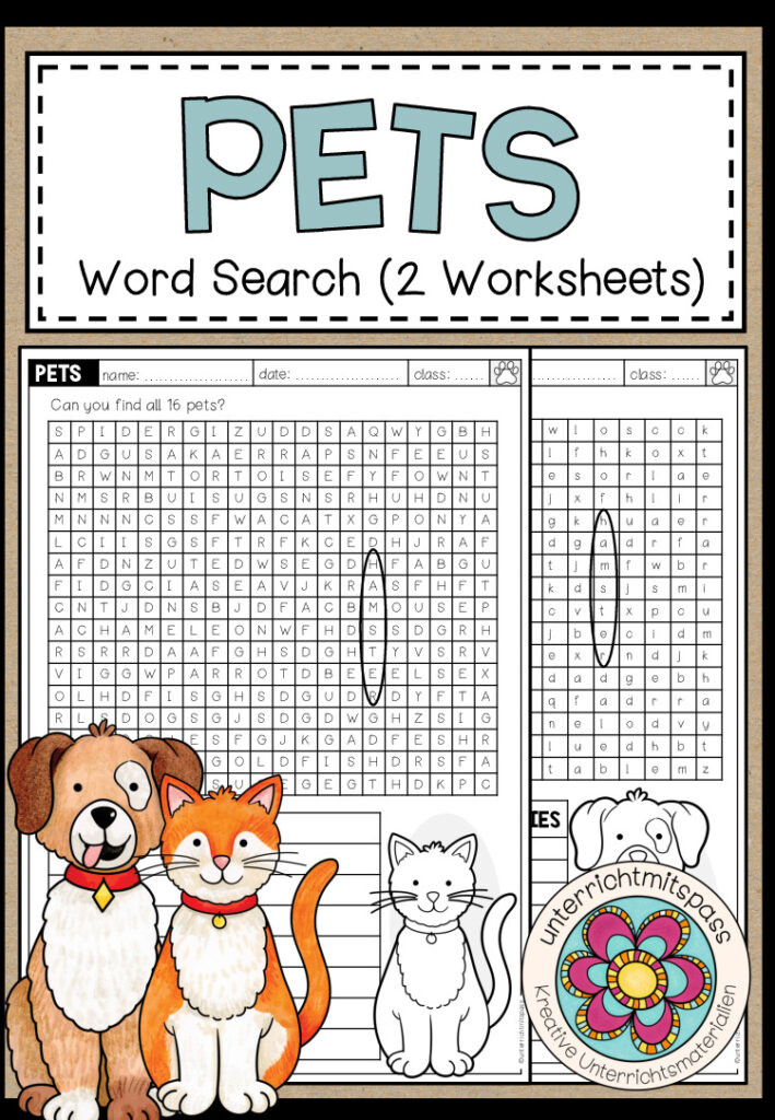 PETS – Word Search (2 Worksheets)