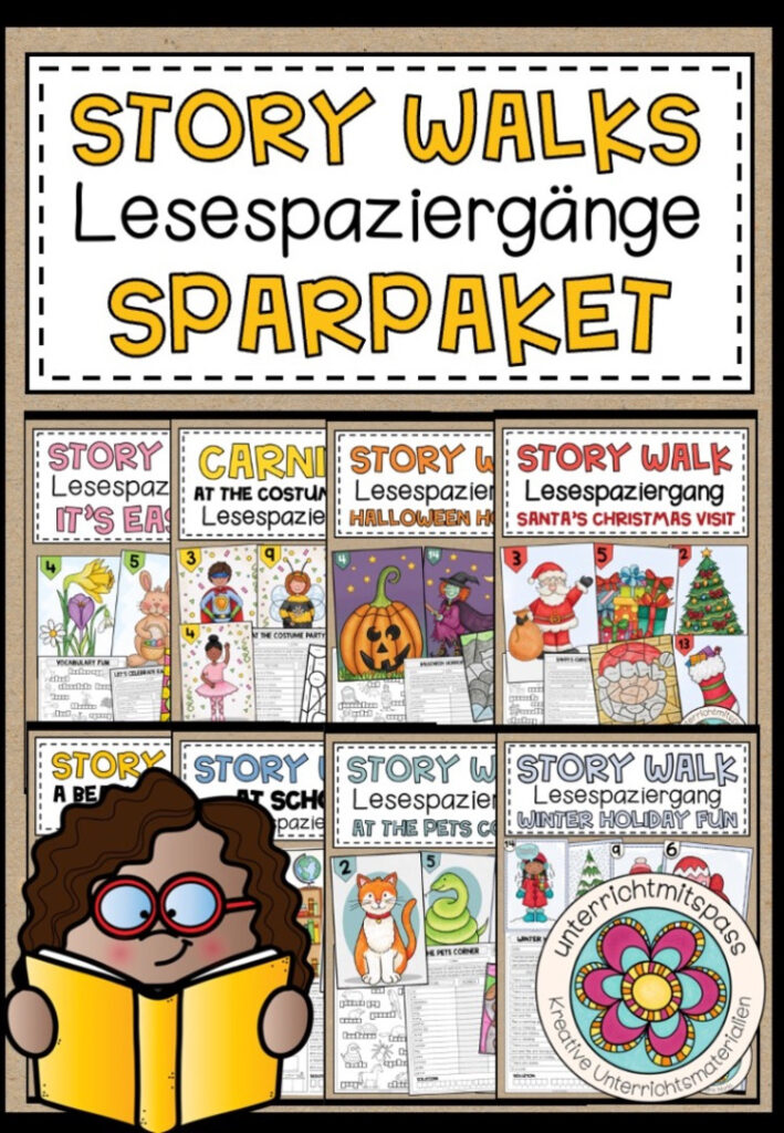 STORY WALKS (Lesespaziergänge für den Englischunterricht) – SPARPAKET (wachsendes Paket)