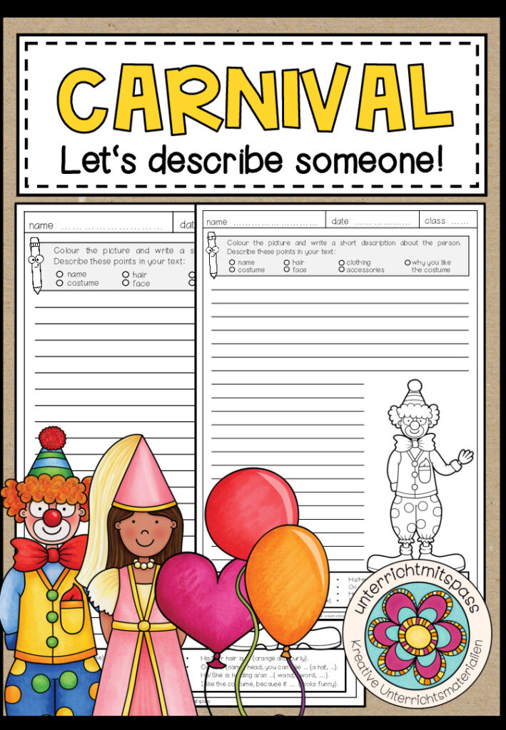 CARNIVAL – Writings (Personenbeschreibung – 21 Worksheets)
