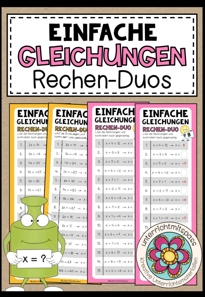 GLEICHUNGEN – 3 Rechen-Duos