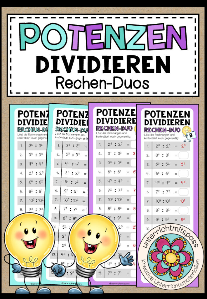 POTENZEN DIVIDIEREN – 3 Rechen-Duos