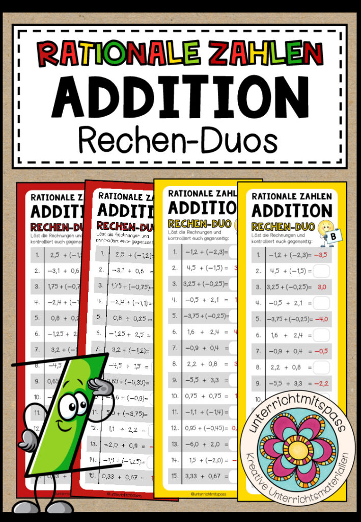 RATIONALE ZAHLEN (Addition) – 3 Rechen-Duos