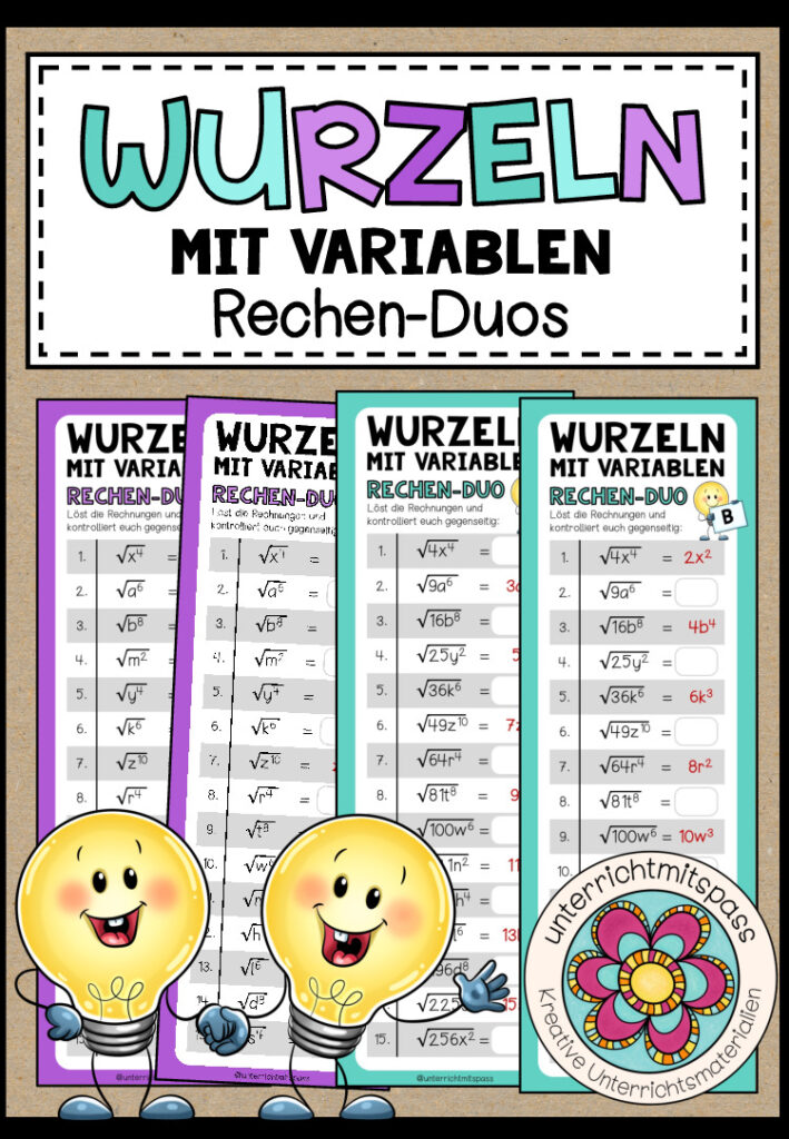 WURZELN (mit Variablen) – 3 Rechen-Duos