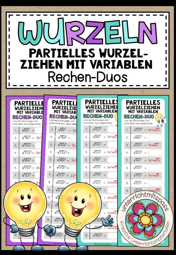 WURZELN (partielles Wurzelziehen mit Variablen) – 3 Rechen-Duos